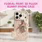 Floral Print 3D Plush Bunny Phone Case for 11-17 Series