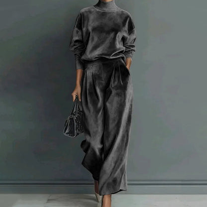 🔥Solange der Vorrat reicht 40 % Rabatt!🎉Damen-Freizeit-Set: Warmes Oberteil & Weite Hose, 2-teilig