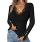 🎁2026 New Arrivals 50% OFF💥Women's Lace V-Neck Ribbed Knit Tops
