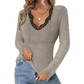 🎁2026 New Arrivals 50% OFF💥Women's Lace V-Neck Ribbed Knit Tops