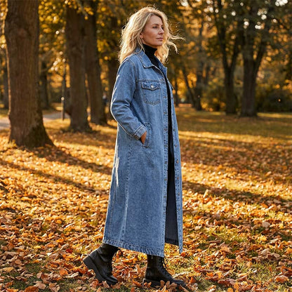 🎁New arrival 50% OFF💥Women’s Casual Longline Button-Up Denim Coat
