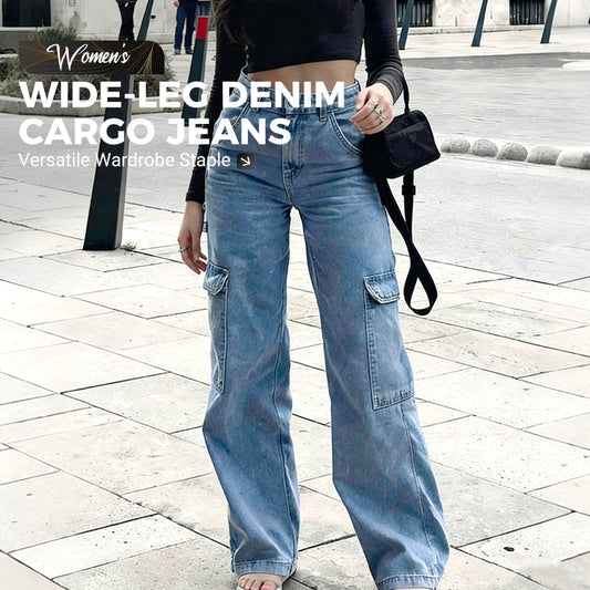 Women's Wide-Leg Denim Cargo Jeans