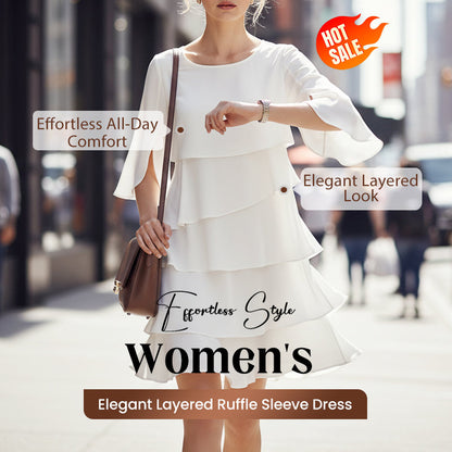 🎁New arrival 52% OFF💥Women's Elegant Layered Ruffle Sleeve Dress – Effortless Style for Every Occasion💃