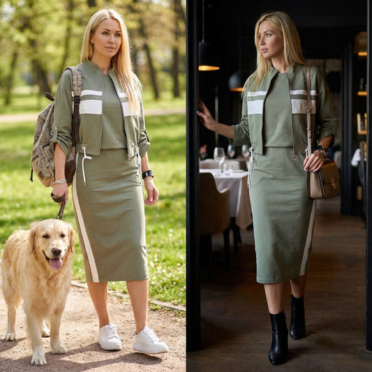 🎁New arrival 50% OFF💥Women's Bomber Jacket & Bodycon Skirt Set