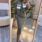 🎁New arrival 50% OFF💥Women's Bomber Jacket & Bodycon Skirt Set