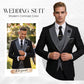 💗LAST DAY SALE 53% OFF⚡ Modern Contrast Color Wedding Suit – 3-Piece Slim-Fit Set in Bold Black & Light Blue 👔✨