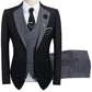 💗LAST DAY SALE 53% OFF⚡ Modern Contrast Color Wedding Suit – 3-Piece Slim-Fit Set in Bold Black & Light Blue 👔✨