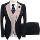 💗LAST DAY SALE 53% OFF⚡ Modern Contrast Color Wedding Suit – 3-Piece Slim-Fit Set in Bold Black & Light Blue 👔✨