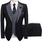 💗LAST DAY SALE 53% OFF⚡ Modern Contrast Color Wedding Suit – 3-Piece Slim-Fit Set in Bold Black & Light Blue 👔✨