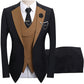 💗LAST DAY SALE 53% OFF⚡ Modern Contrast Color Wedding Suit – 3-Piece Slim-Fit Set in Bold Black & Light Blue 👔✨