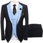 💗LAST DAY SALE 53% OFF⚡ Modern Contrast Color Wedding Suit – 3-Piece Slim-Fit Set in Bold Black & Light Blue 👔✨