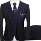 💗LAST DAY SALE 53% OFF⚡ Modern Contrast Color Wedding Suit – 3-Piece Slim-Fit Set in Bold Black & Light Blue 👔✨