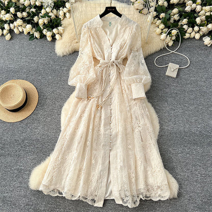 🎁New arrival 53% OFF💥Vintage Embroidered Lantern Sleeve Dress