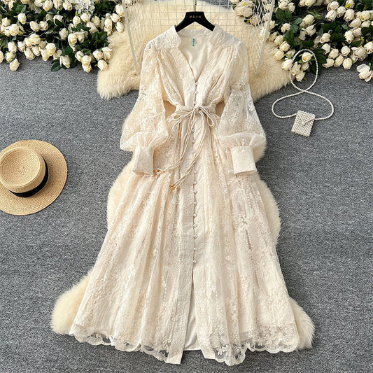 🎁New arrival 53% OFF💥Vintage Embroidered Lantern Sleeve Dress