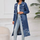 🎁New arrival 50% OFF💥Women's Ripped Holes Long Denim Jacket