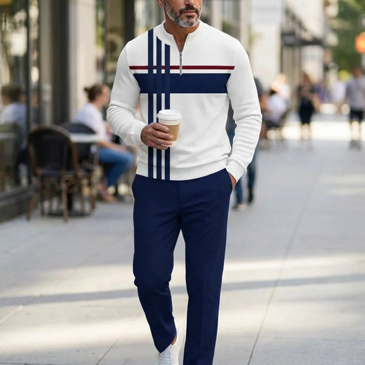 🎁New arrival 50% OFF💥Men's Graphic Print Pullover & Pants Set – Street Style, Comfort Fit & Casual Look 👖