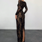 🎁New arrival 50% OFF💥Women's Long Sleeve Lace Overlay Maxi Bodycon Dress