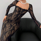 🎁New arrival 50% OFF💥Women's Long Sleeve Lace Overlay Maxi Bodycon Dress