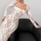 🎁New arrival 50% OFF💥Women's Long Sleeve Lace Overlay Maxi Bodycon Dress