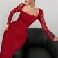 🎁New arrival 50% OFF💥Women's Long Sleeve Lace Overlay Maxi Bodycon Dress