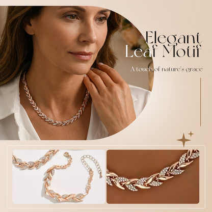 🥳2026 HOT SALE🥳💞50K+ SOLD!✨ 💝Double the Sparkle | Leaf Link Necklace & Bracelet