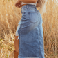 💎 50% OFF! 💎 Women's High-Waist Ripped Denim Midi Skirt – Asymmetrical Hem, Distressed Details & Flattering Fit 👖✨
