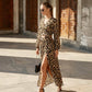 🎁New arrival 50% OFF💥Women's V-Neck Top and Leopard Print Skirt 2-Piece Set