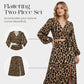 🎁New arrival 50% OFF💥Women's V-Neck Top and Leopard Print Skirt 2-Piece Set