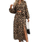🎁New arrival 50% OFF💥Women's V-Neck Top and Leopard Print Skirt 2-Piece Set
