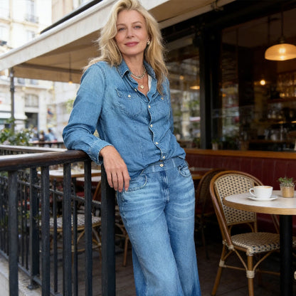 🎁New arrival 50% OFF💥Women’s Faux Denim Pajama 2-Piece Set