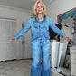 🎁New arrival 50% OFF💥Women’s Faux Denim Pajama 2-Piece Set