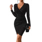 🎁New arrival 50% OFF💥Women's Long Sleeve V-Neck Sparkle Bodycon Dress