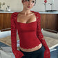 🎁New arrival 50% OFF💥Women's Solid Color T-Shirt – Floral Lace, Split Ruffles & Sheer Sleeves for a Romantic Look ✨