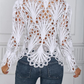 🎁New arrival 50% OFF💥Elegant Hollow-Out Lace Blouse with Bell Sleeves