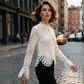 🎁New arrival 50% OFF💥Elegant Hollow-Out Lace Blouse with Bell Sleeves