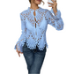 🎁New arrival 50% OFF💥Elegant Hollow-Out Lace Blouse with Bell Sleeves
