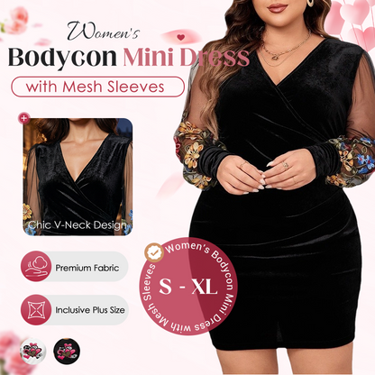 🎁New arrival 50% OFF💥Women's Bodycon Mini Dress with Mesh Sleeves