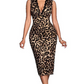 🔥2026 New Style🔥Elegant Leopard Bodycon Dress – Lace Detail & V-Neck Design