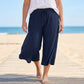 💖New arrival 50% OFF💥Women's Ribbed Wide-Leg Capri Pants with Pockets