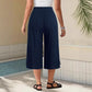 💖New arrival 50% OFF💥Women's Ribbed Wide-Leg Capri Pants with Pockets