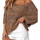 🎁New arrival 50% OFF💥Women's Summer Crochet Openwork 3/4 Sleeve Pullover Knit Top