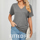 🎁New Arrival 50% OFF💥Women's V-Neck Loose Soft Solid Color Short Sleeve Top