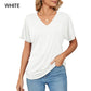 🎁New Arrival 50% OFF💥Women's V-Neck Loose Soft Solid Color Short Sleeve Top