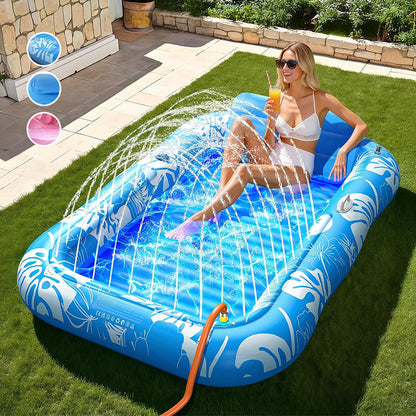 🥳2026 HOT SALE🥳💞50K+ SOLD!😎💦 58% OFF! Inflatable Tanning Pool Lounger – Smart spray cools you automatically. Detachable pillow, cup holders & safety handles. Holds 2 adults (350lb). Perfect for garden or beach! 🏖️🌞