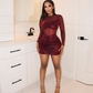 🎁New Arrival 50% OFF💞Women’s Fashion Mesh Panel Ruched Bodycon Dress