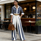 🎁New Arrival 50% OFF💥 Women's Striped Shirt & Wide-Leg Pants 2-Piece Set