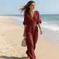 🎁2026 New Arrivals 50% OFF💥 Elegant V-Neck Wide-Leg Jumpsuit – Flattering Waist Sash, Soft Breathable Fabric & Relaxed Fit 🦋