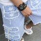 🎁New Arrival 48% OFF💥 Men's Ripped Denim Shorts with Frayed Details
