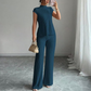 👗 50% OFF NOW! 🌸 Elegant Mock Neck Top & Wide-Leg Pants 2-Piece Set – Ribbed Texture, Flowing Silhouette & Versatile Style ✨