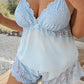 🥳2026 HOT SALE🥳💞50K+ SOLD!👗🌸 60% OFF! Lace Trim Camisole & Shorts Pajama Set – Soft satin-like fabric, adjustable straps & V-neck. Elastic waist shorts for easy on/off. Perfect for a relaxing night. 🛏️✨